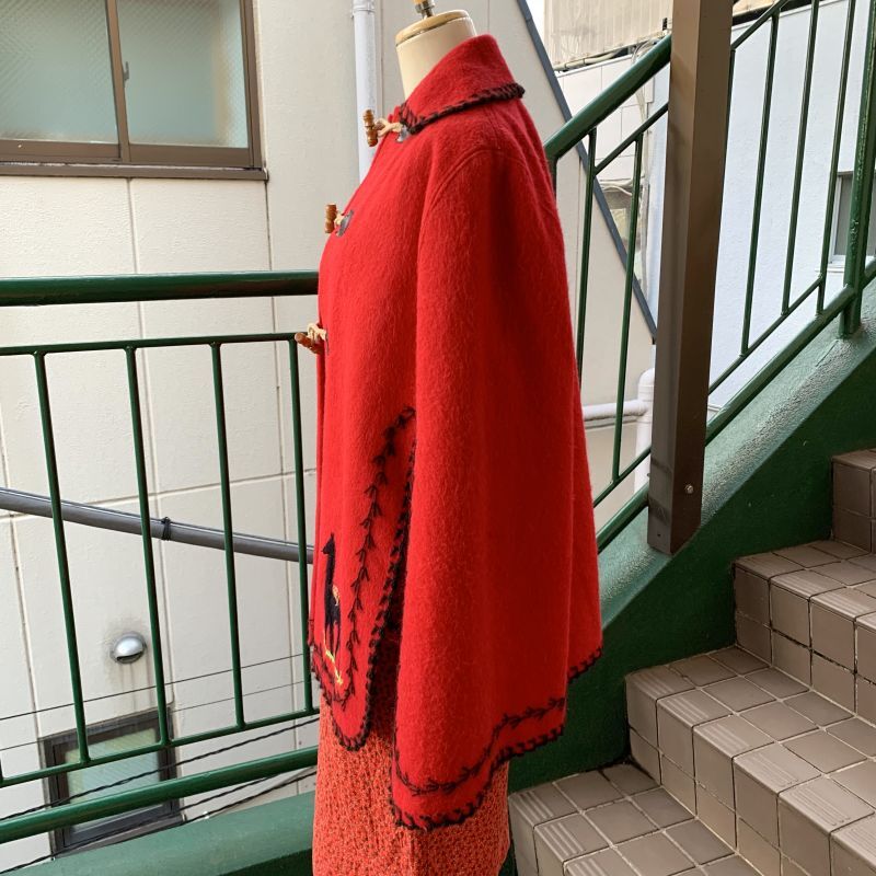 画像: Vintage donkey patch&embroidery wool poncho coat