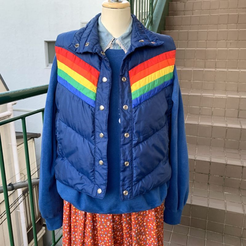 画像: Vintage rainbow reversible down vest