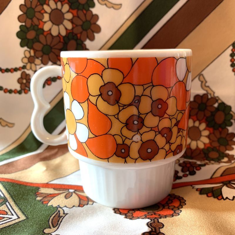 画像: Vintage flower pattern stacking mugs   A