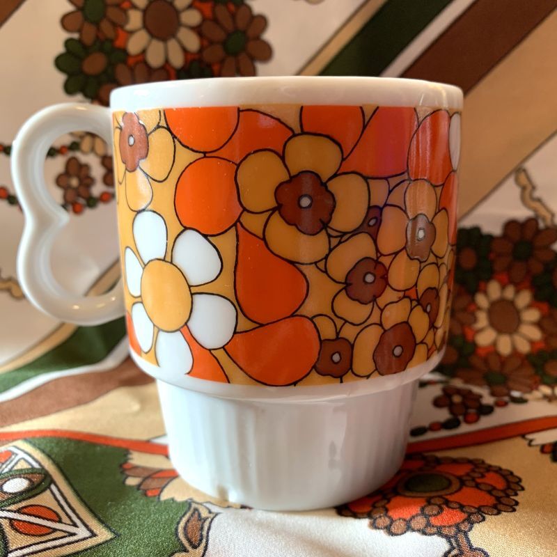 画像: Vintage flower pattern stacking mugs  B
