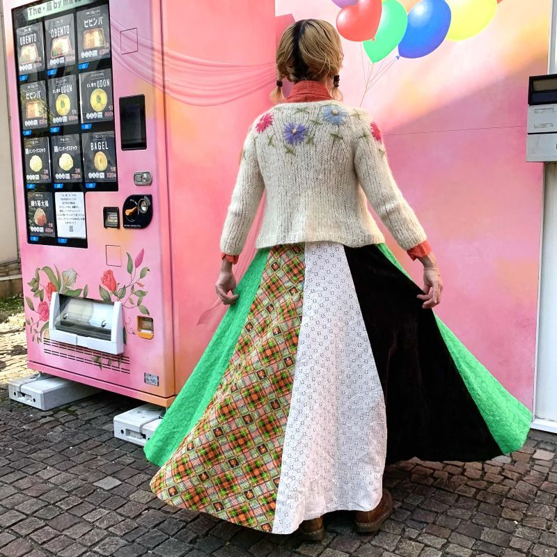 画像: Vintage patchwork long skirt