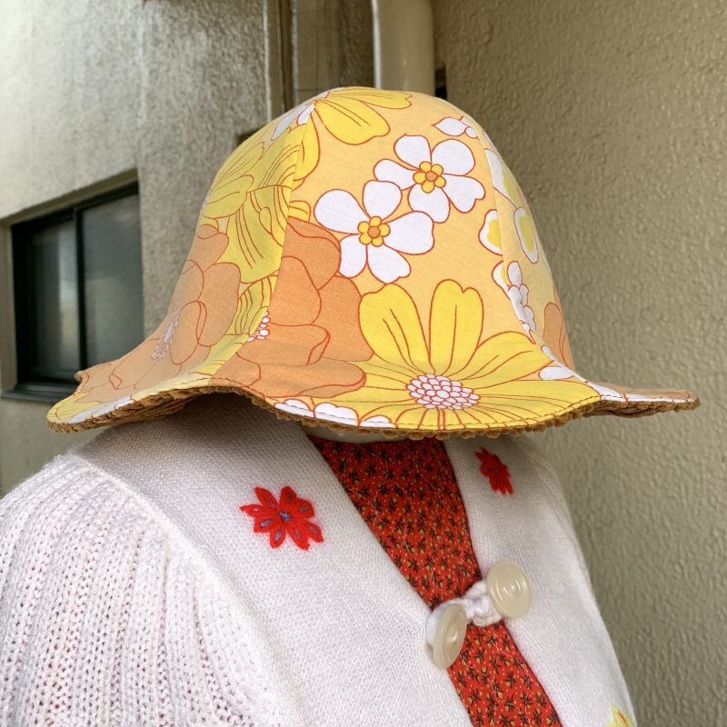 画像: Handmade flower pattern&corduroy reversible tulip hat