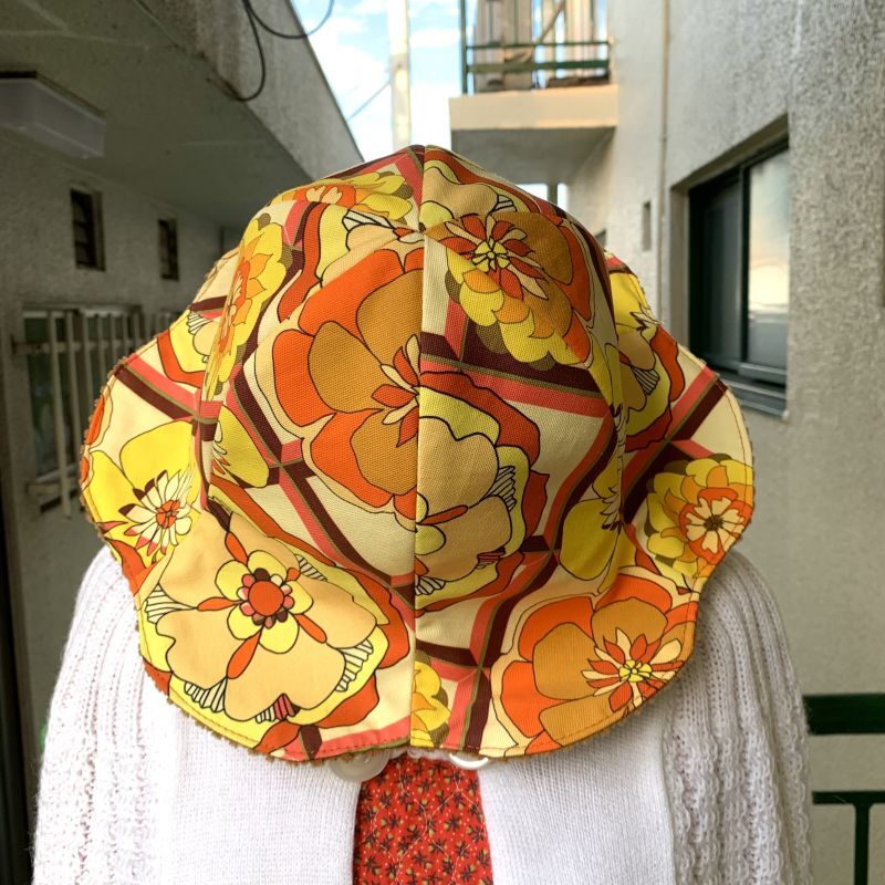 画像: Handmade popflower pattern&corduroy reversible tulip hat。