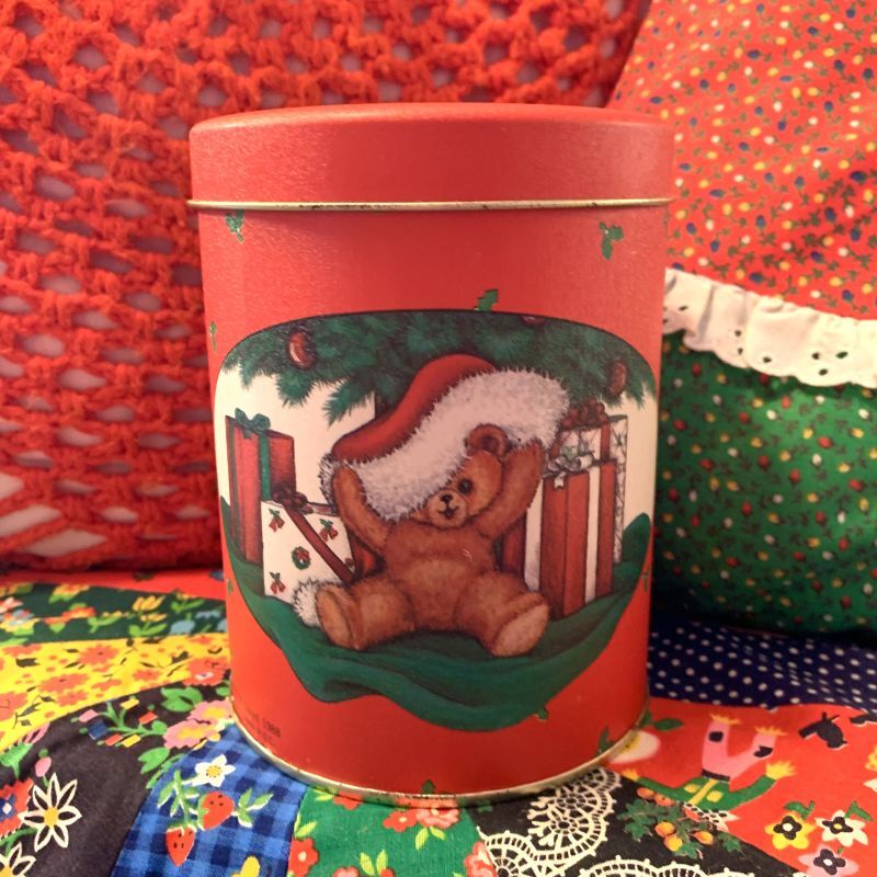 画像: Vintage Christmas bear tin canister