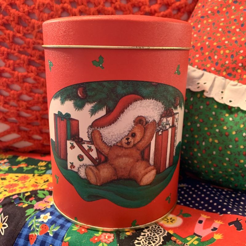 画像: Vintage Christmas bear tin canister
