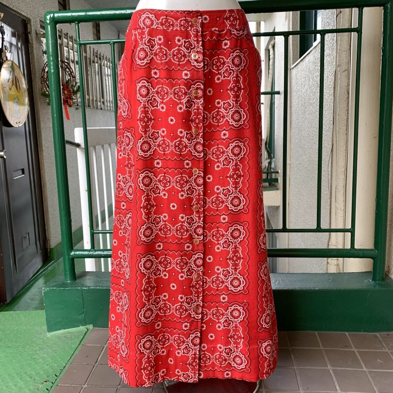 画像: Vintage bandana pattern long skirt
