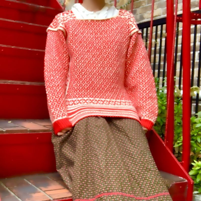 画像1: (SALE) Vintage nordic sweater