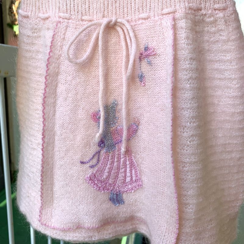 画像: Vintage girl embroidery patch  baby knitwear setup