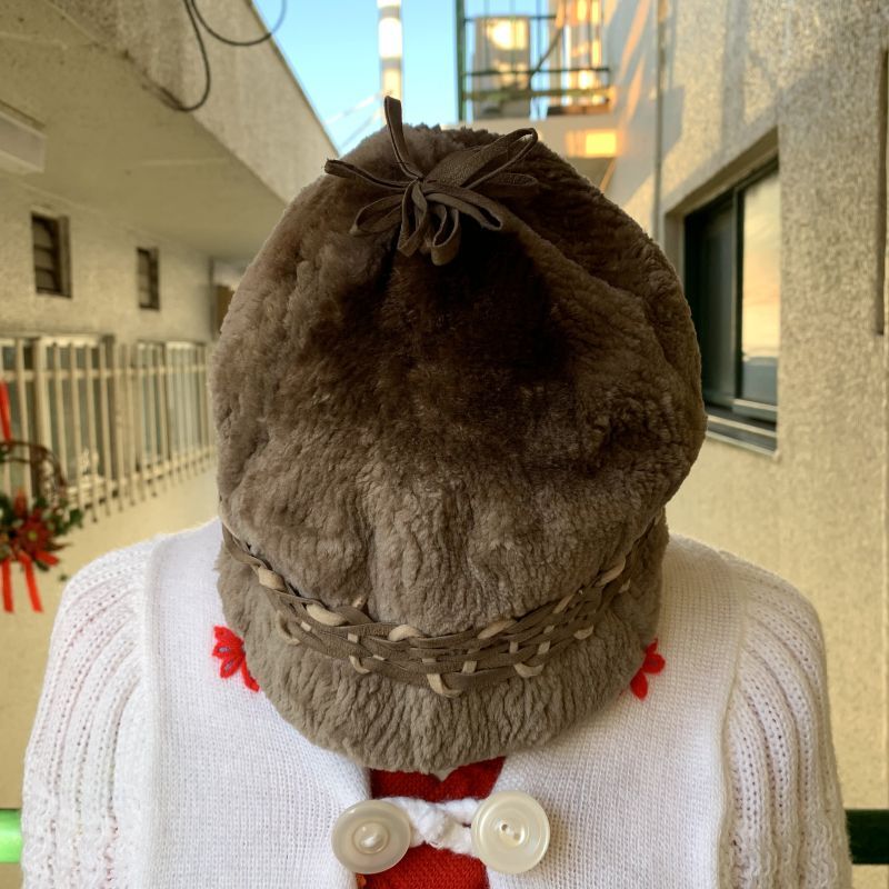 画像: Vintage suede lace decoration fur hat