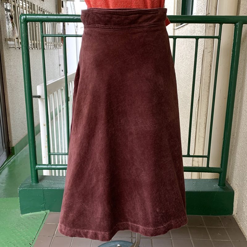 画像: Vintage flower patch corduroy wrap skirt