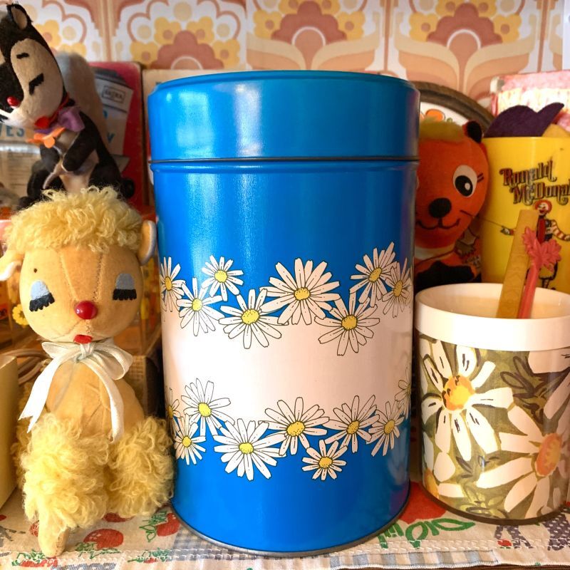 画像1: Vintage Daisy flower tin canister