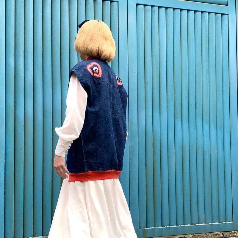 画像: Vintage Heart patch denim vest