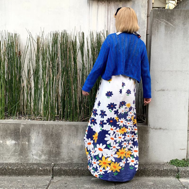 画像: Vintage flower pattern halter neck long dress