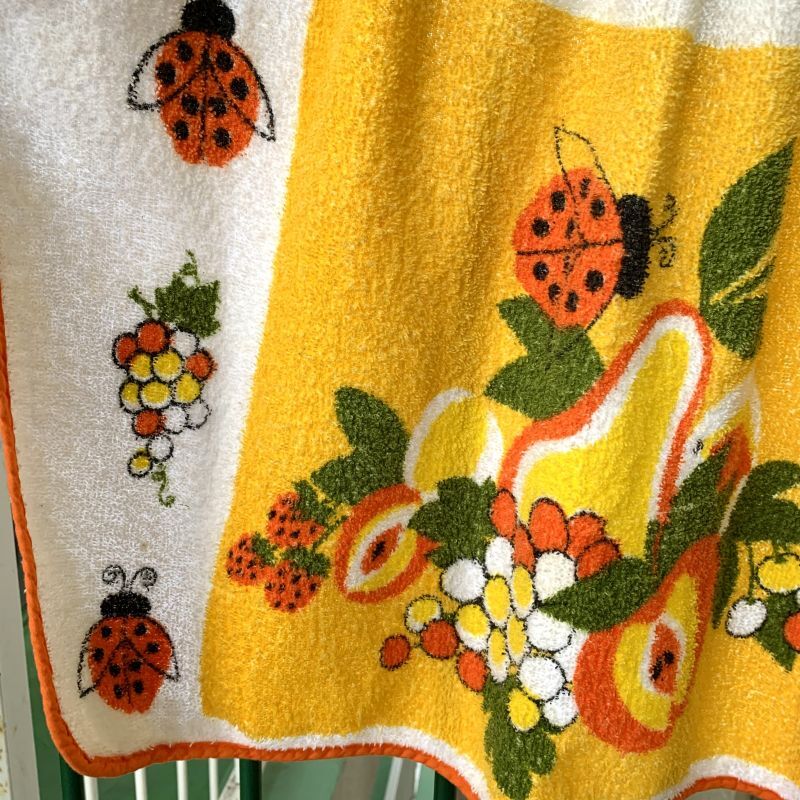 画像: Vintage fruits pattern pile apron