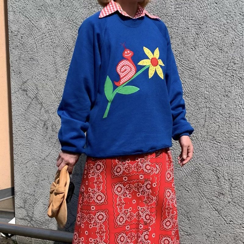 画像: Vintage flower&snail patchwork sweat