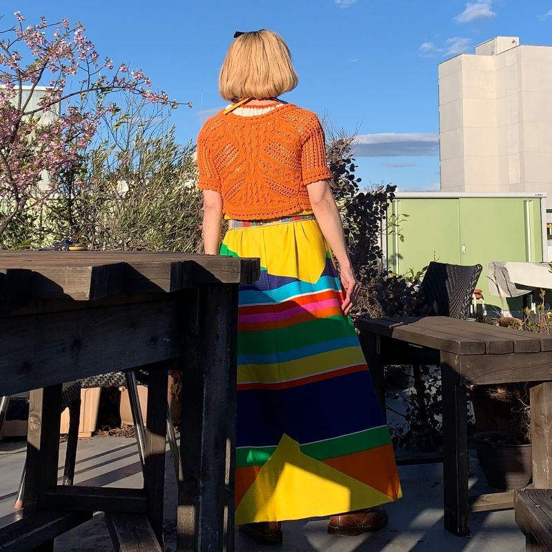 画像: Vintage Hawaiian rainbow color halter neck dress