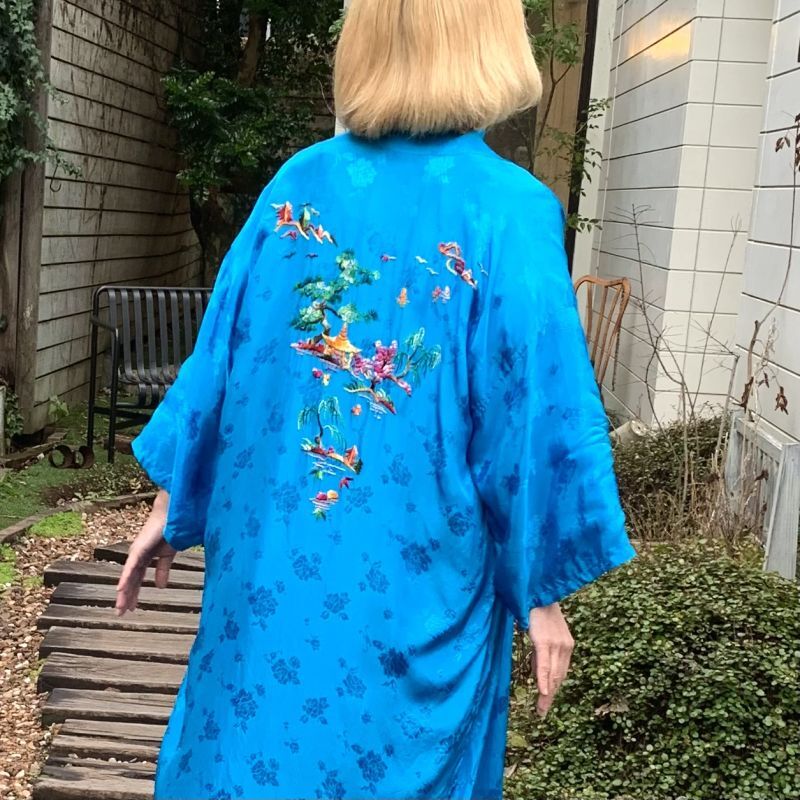 画像1: Vintage china embroidery light gown coat