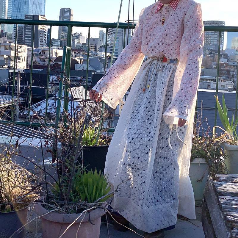 画像: Vintage flower embroidery lace long dress
