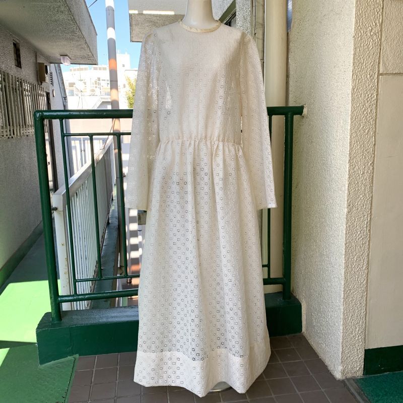 画像: Vintage flower embroidery lace long dress