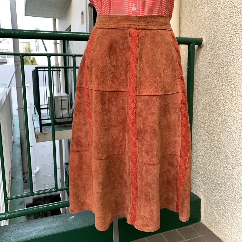 画像1: Vintage leather patch skirt