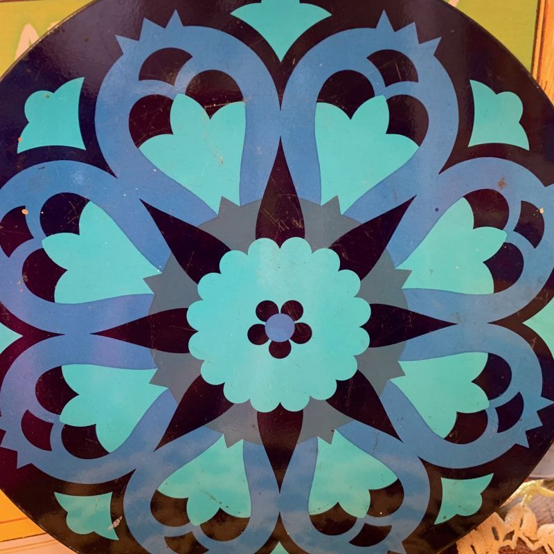 画像: Vintage flower pattern tin plate(round)
