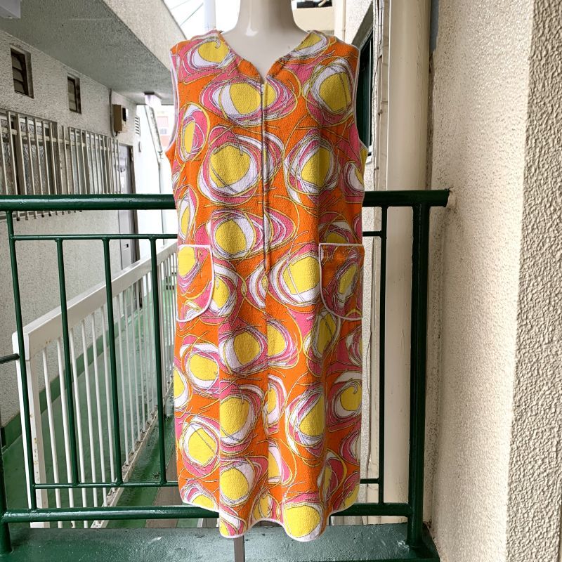 画像: Vintage pile fabric sleeveless dress