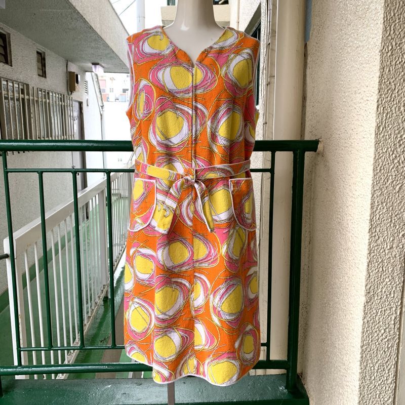 画像: Vintage pile fabric sleeveless dress