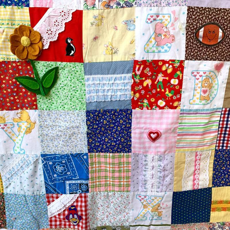 画像1: Vintage patchwork&patch quilt