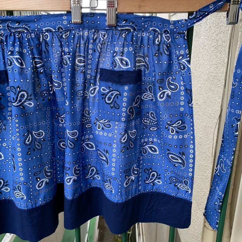 画像: 70'S blue bandanna printed apron