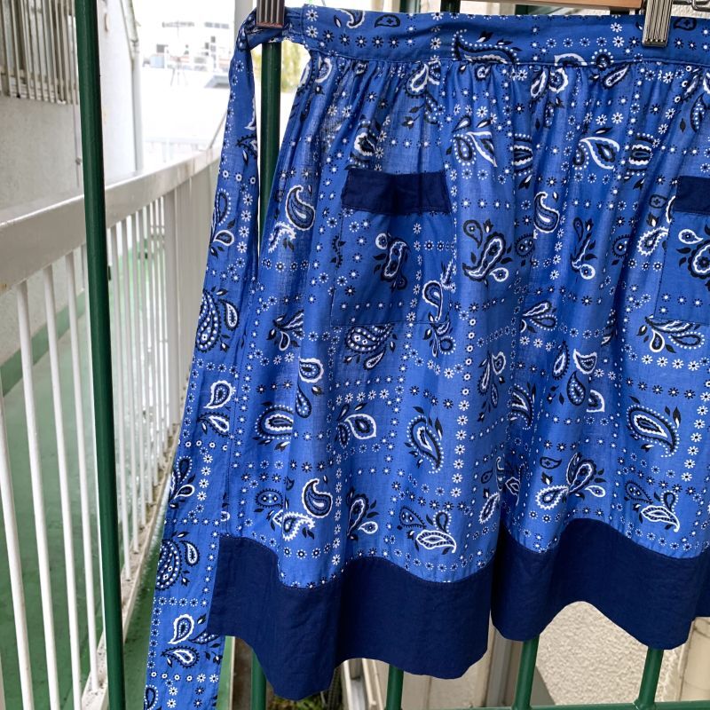 画像: 70'S blue bandanna printed apron