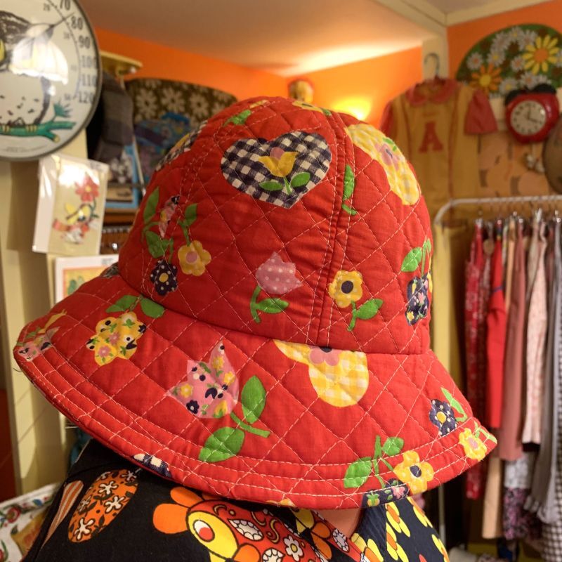画像: 70'S pop flower pattern quilting hat
