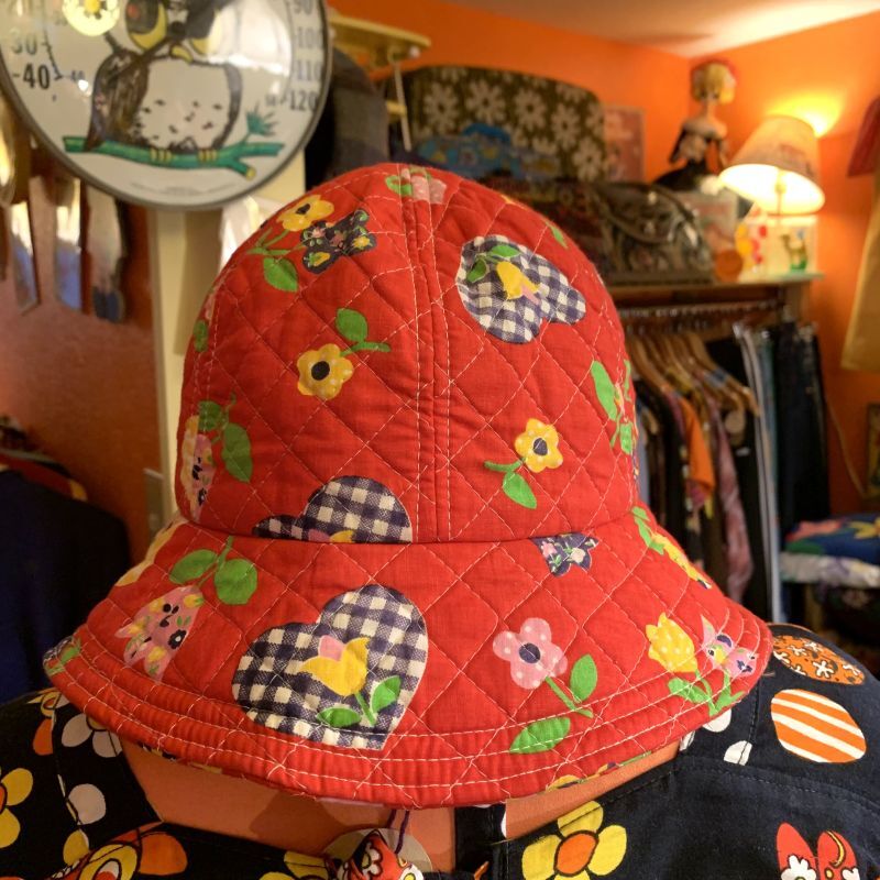 画像: 70'S pop flower pattern quilting hat