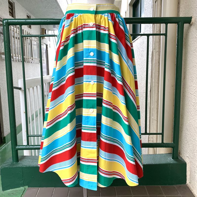 画像: Vintage colorful multi border skirt