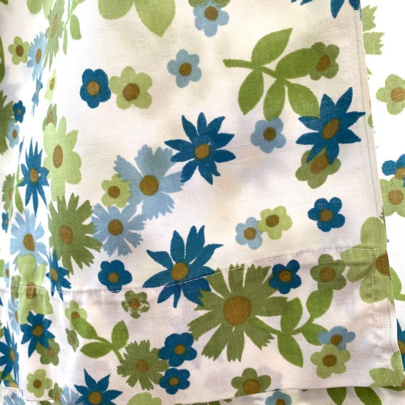 画像: Vintage BL・GR Flower pattern flat sheets