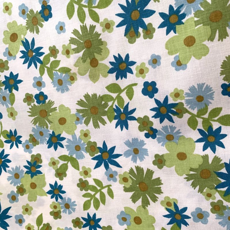 画像: Vintage BL・GR Flower pattern flat sheets