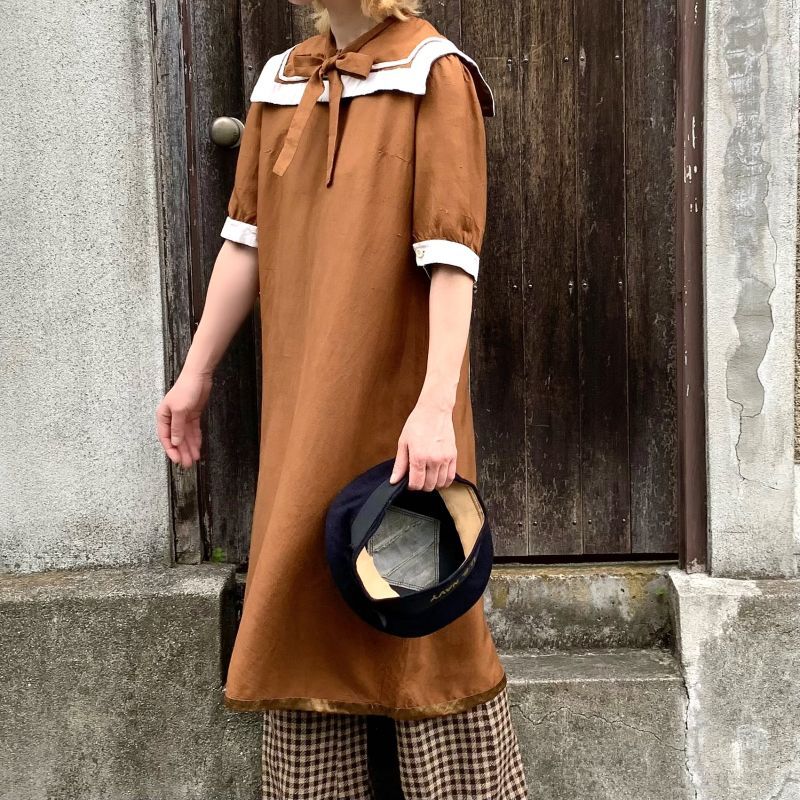 画像1: Vintage sailor color short sleeve dress