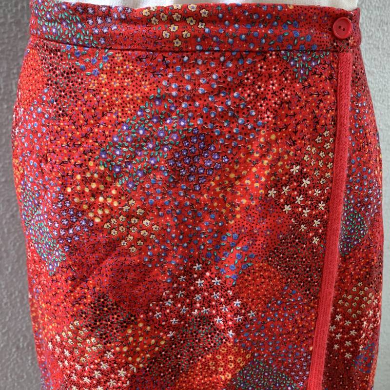 画像: Vintage flower pattern quilting wrap skirt