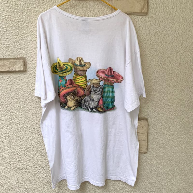 画像: Vintage town musicians of dog double sided printed big tee