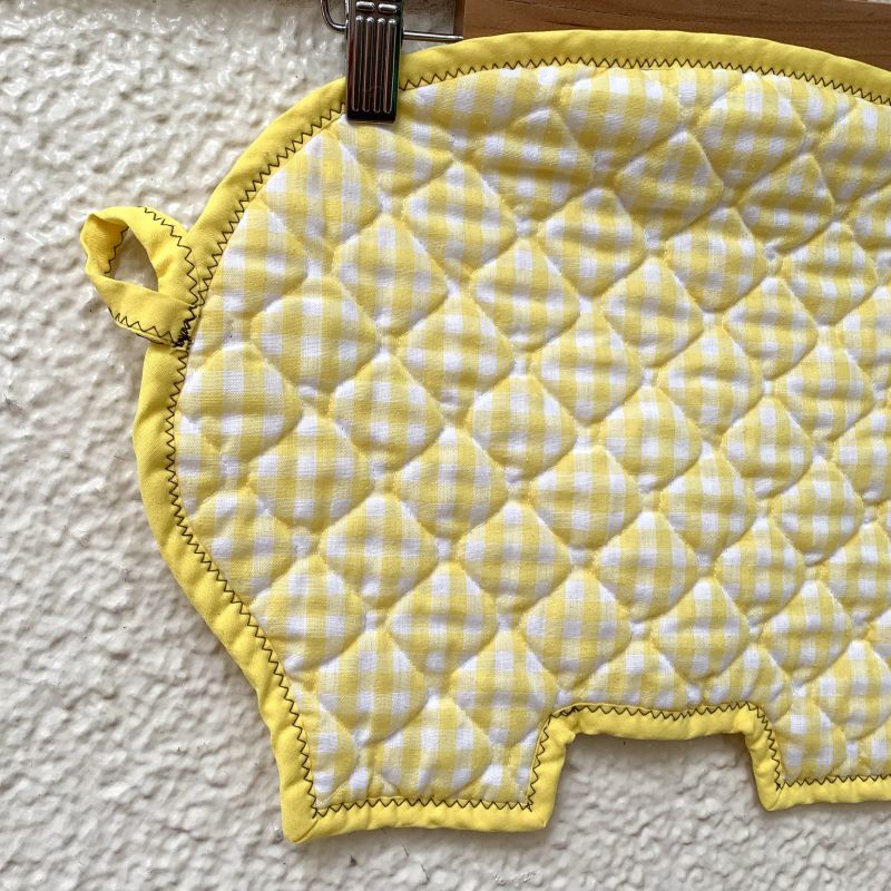 画像: Vintage pig ye checkered quilting mat  A