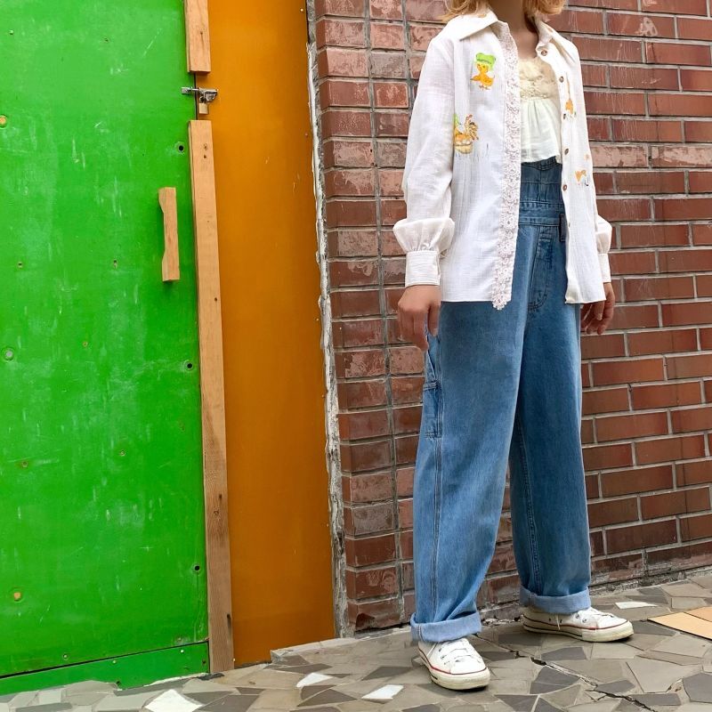 画像: Vintage hand paint duck linen blouse