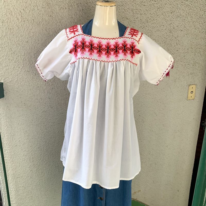 画像: Vintage stitch embroidery cotton top