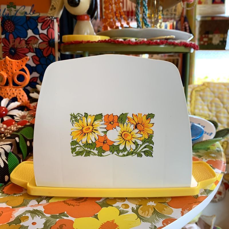 画像: DEADSTOCK Vintage flower pattern cutting board stand