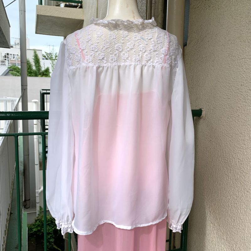 画像: Vintage flower lace sheer top