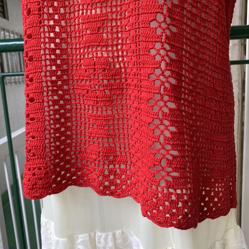 画像: Vintage flower motif crochet top