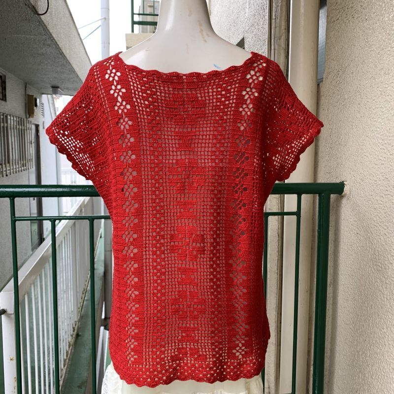 画像: Vintage flower motif crochet top