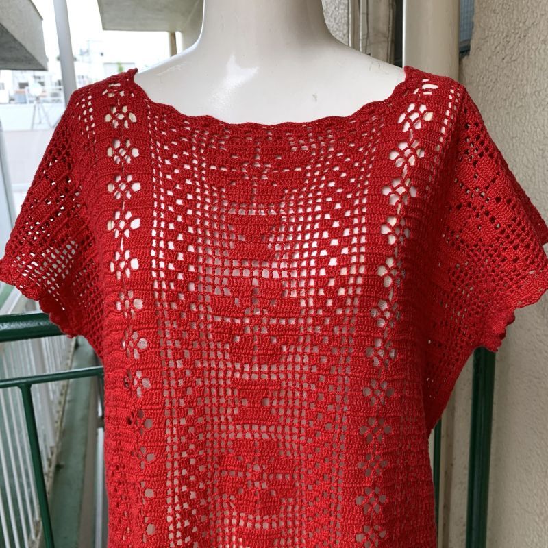 画像: Vintage flower motif crochet top