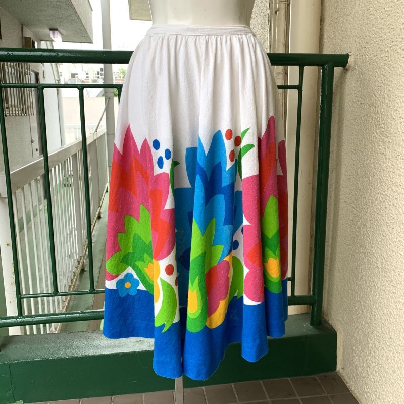 画像: (SALE)Vintage flower pattern circular skirt