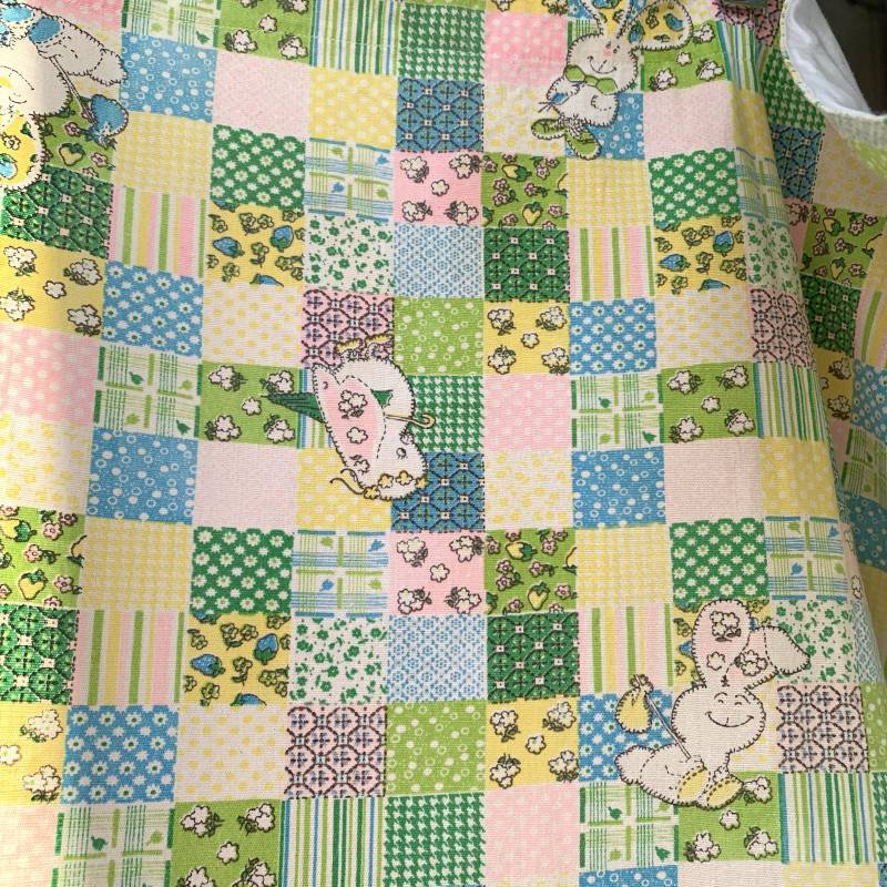 画像: Vintage rabbit and bird patchwork pattern curtain B