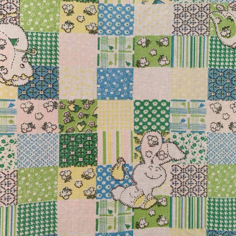 画像: Vintage rabbit and bird patchwork pattern curtain B