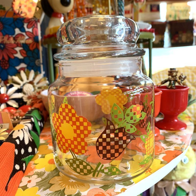 画像: Retoro flower glass canister